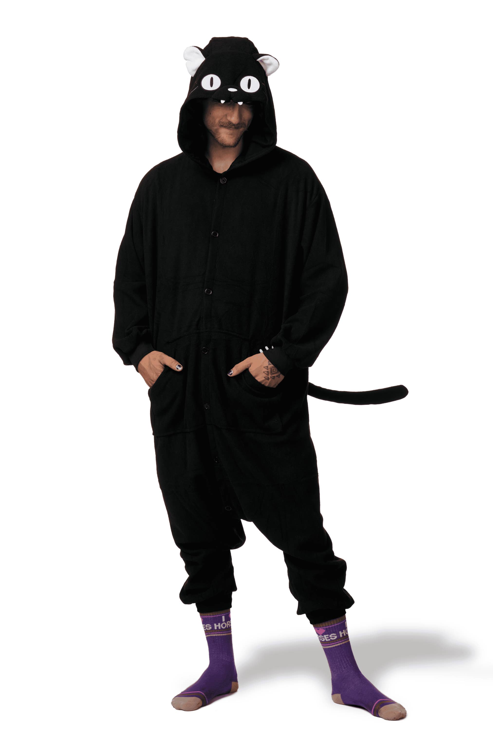 Kigurumi Japanese Costumes - Wholesale Costume – Unisex - Black Cat Kigurumi