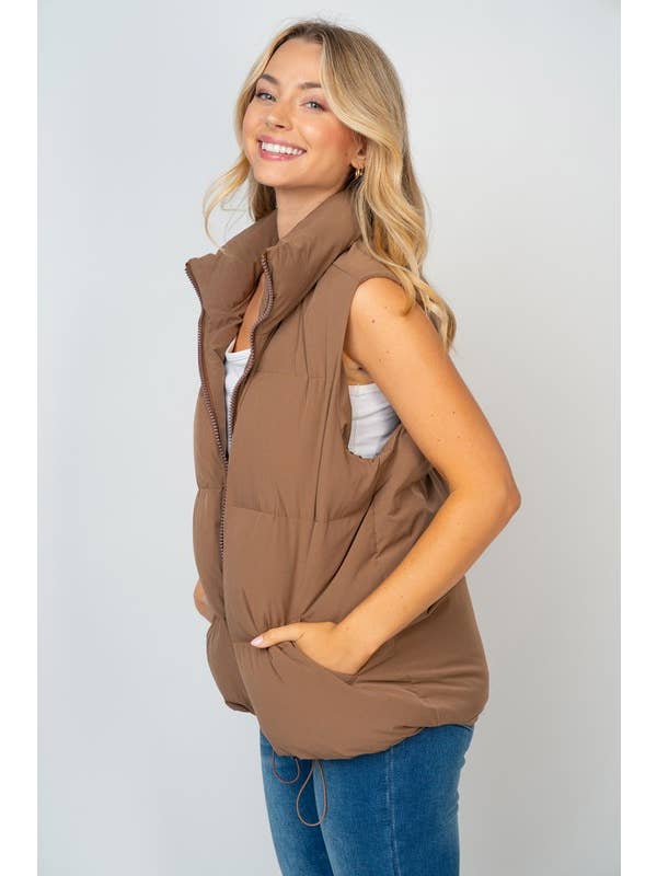 White Birch - Wholesale Outerwear Vest - Women's - T24948 Sleeveless Solid Woven Puffer Vest13