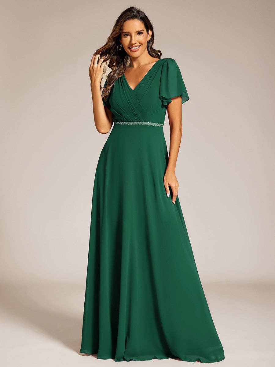Ever-Pretty - Wholesale Gown - Women's - Midi Length Ruffles Sleeves Chiffon Dresses21