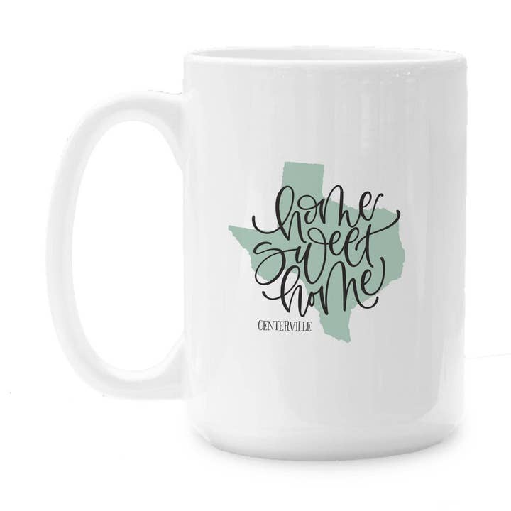 Love Local - Wholesale Coffee Mug - 15oz Custom Ceramic Coffee Mug Home Sweet Home State Detail0