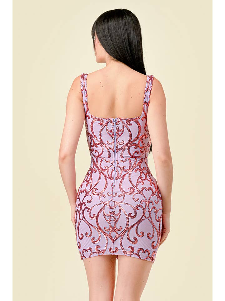 Lovesome - Vente Robe – femme - CD55122 : MINI-ROBE STYLE CORSET ORNÉE DE PAILLETTES6