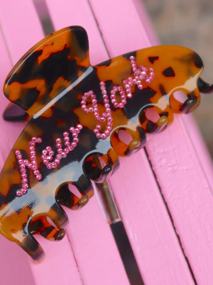 New York Studded Leopard Hair Clip for wholesale by Colorful Natalie