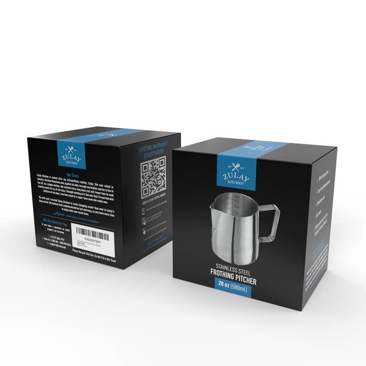 Zulay Kitchen - Wholesale Pitcher - Stainless Steel Frothing Pitcher with Measurements
