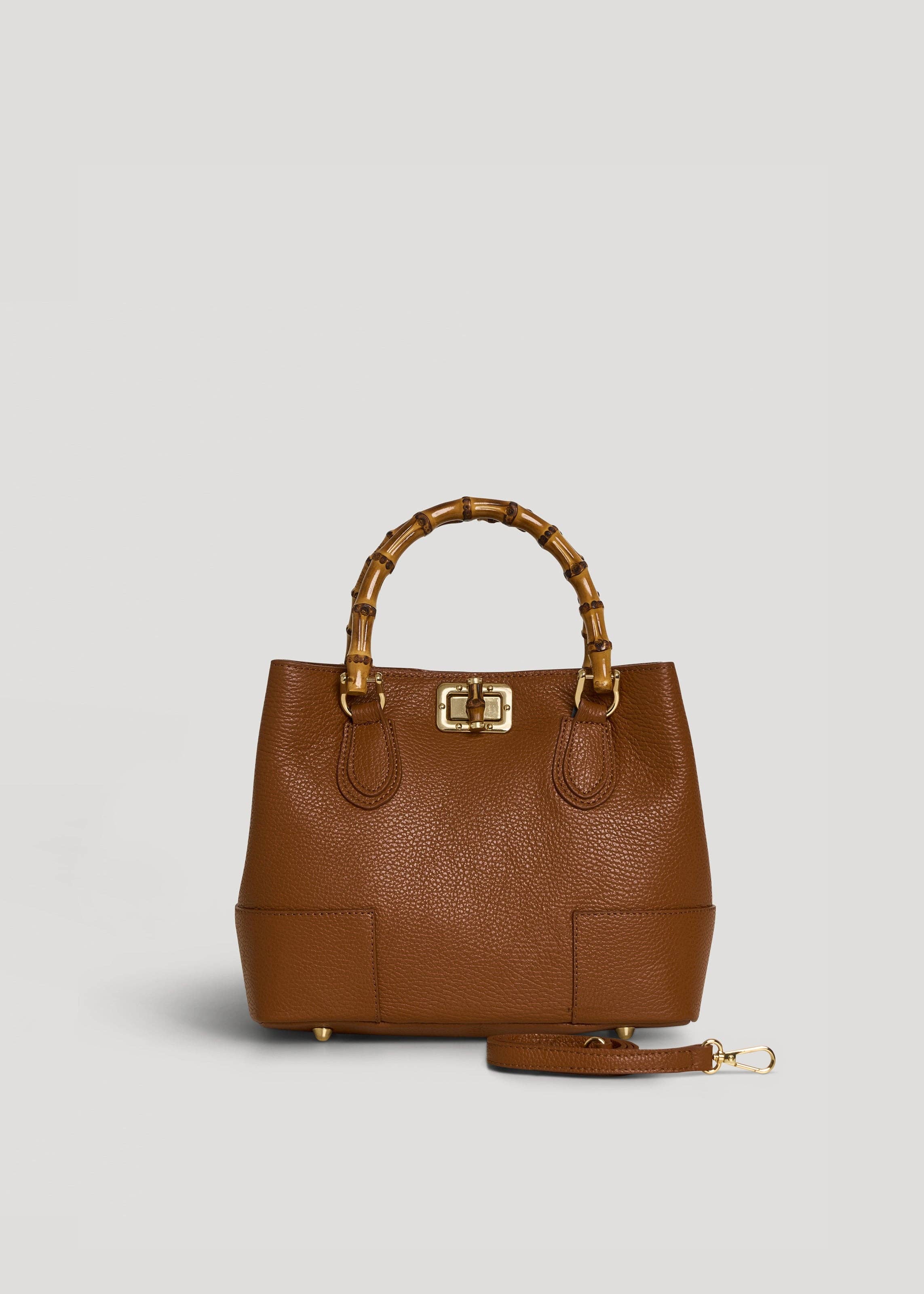 Voemièn - Vendita all'ingrosso Borsa con manico - Donna - Micro borsa Bamboo Babe in pelle Tan Dollar4