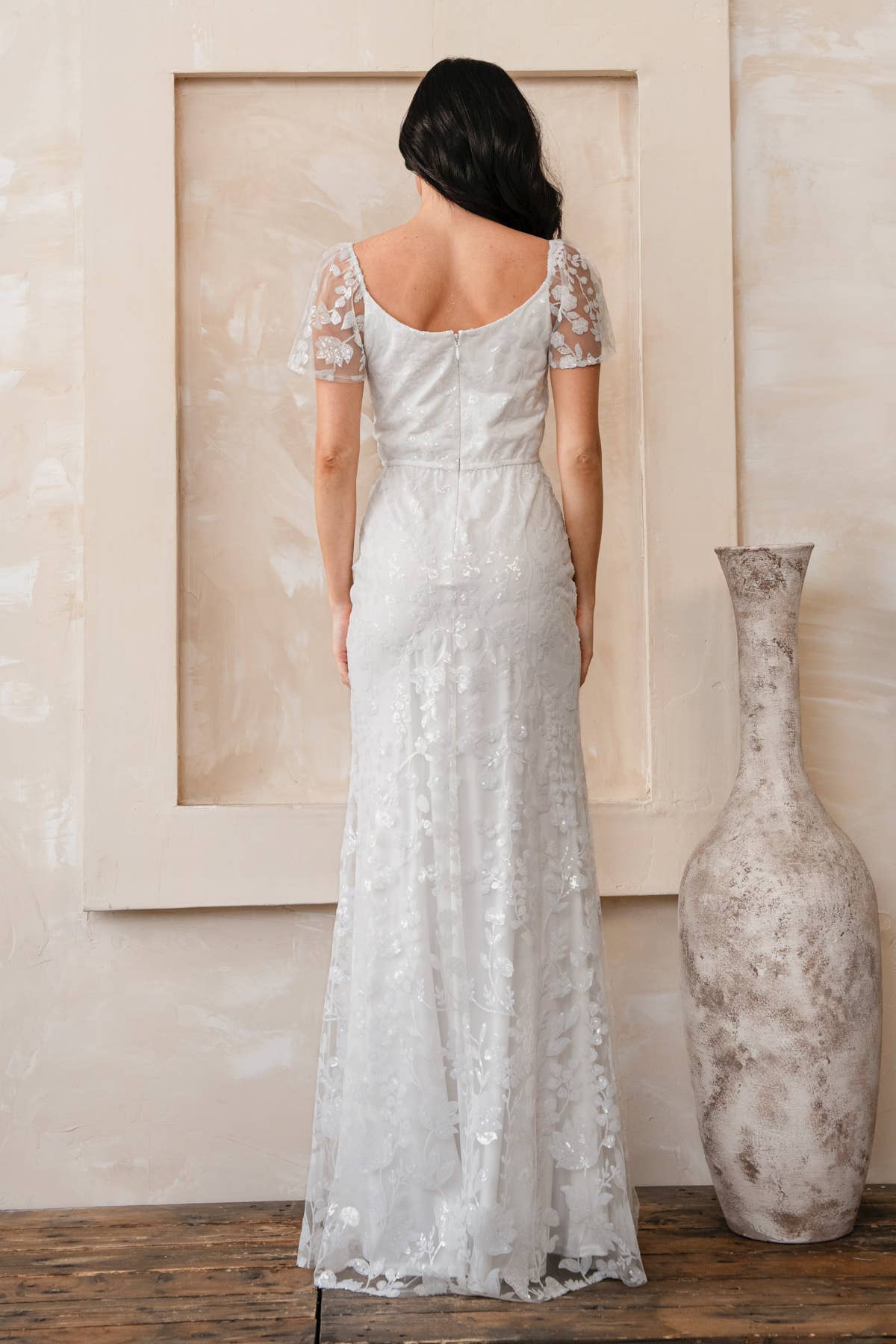 Rosemore Couture - Wholesale Gown - Women's - FLORAL SEQUINED MAXI DRESS WITH SLEEVES11