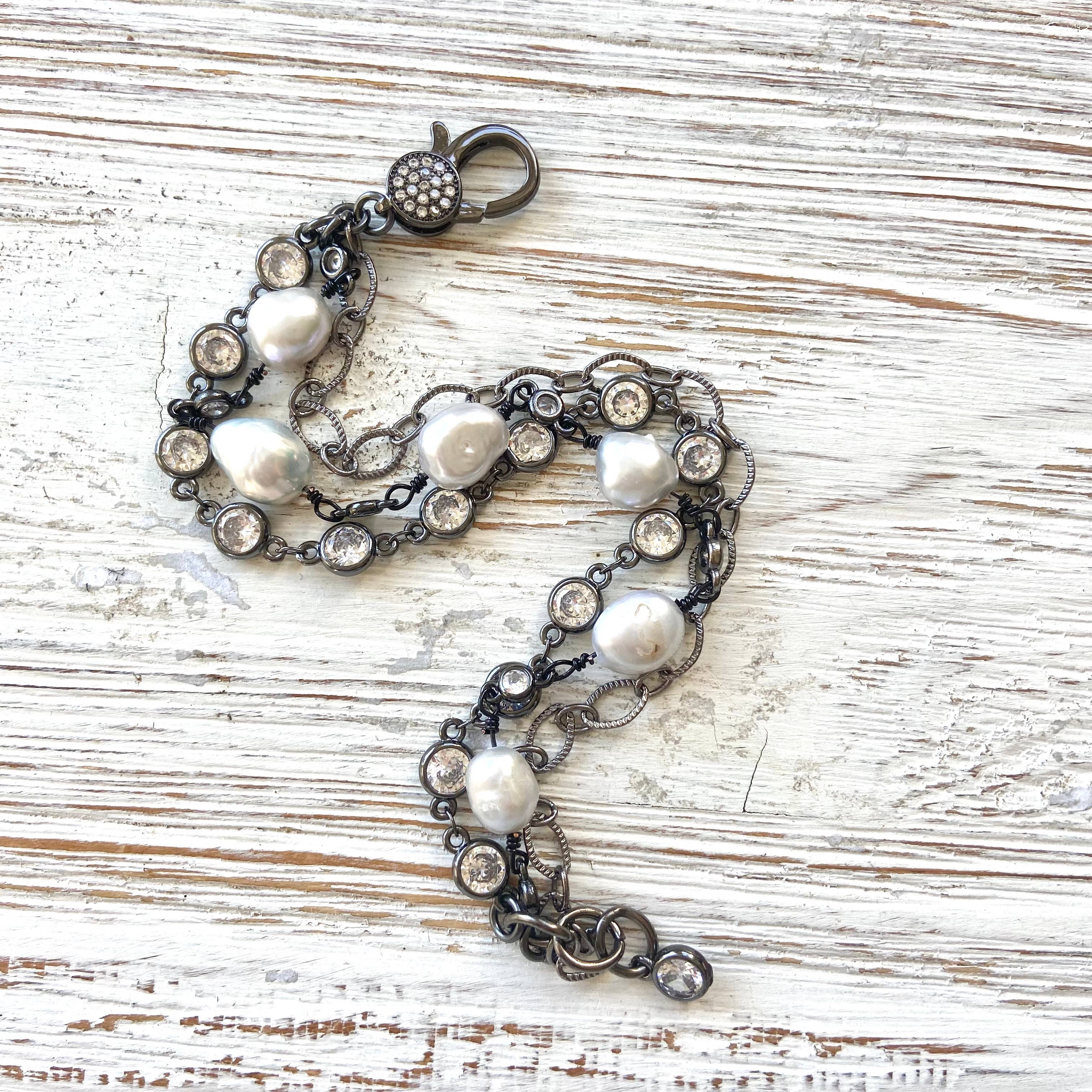 VB&CO Designs Handmade Jewelry - Wholesale Link & Chain Bracelet - Fresh water pearl triple layer bracelets boutique salon ocea2