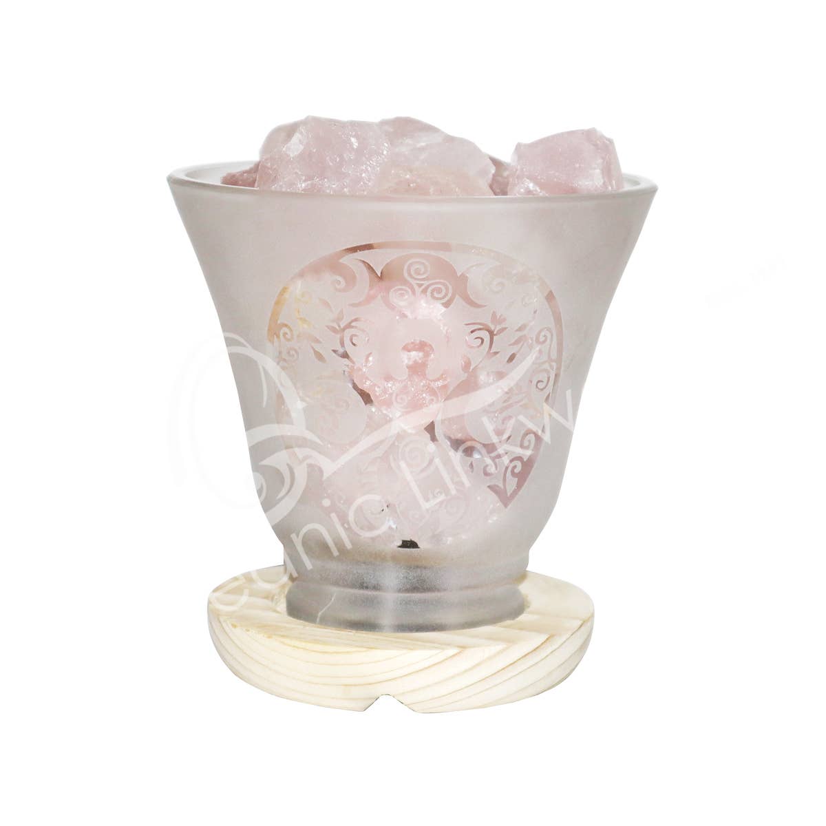 Oceanic Linkways Inc - Wholesale Spiritual Stone/Crystal - (PC)LAMP - ROSE QUARTZ, NATURAL CHUNKS IN FROSTED GLASS WIT