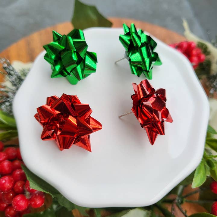 REMOVED BRAND - Wholesale Stud/Post Earrings - Christmas Bow Stud Earrings1