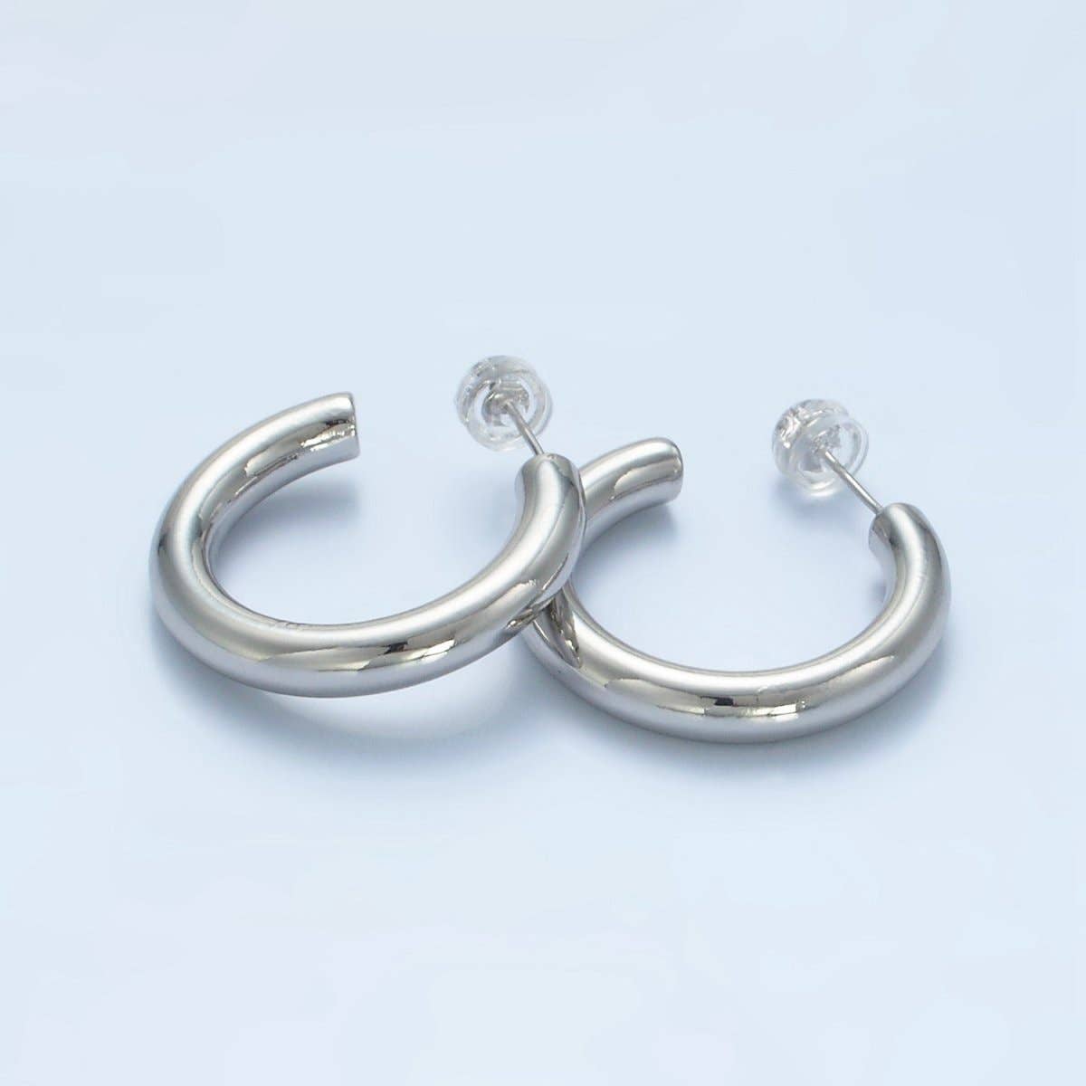 Aim Eternal - Wholesale Hoop Earrings - Silver Filled 35mm Minimalist C-Shaped Hoop Earrings | AD7250