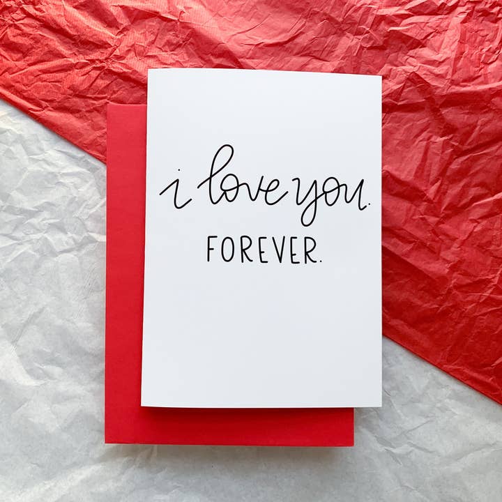 Je t'aime pour toujours Carte de Saint-Valentin simple faite à la main par StoneDonut Design pour la vente par Stone Donut Design, LLC