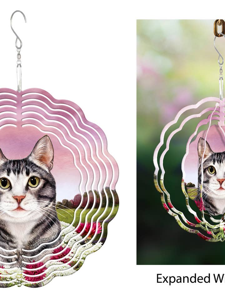 Tuxedo Cat (Silver And White) - Wind Spinner for wholesale by Pet Gifts USA, LLC