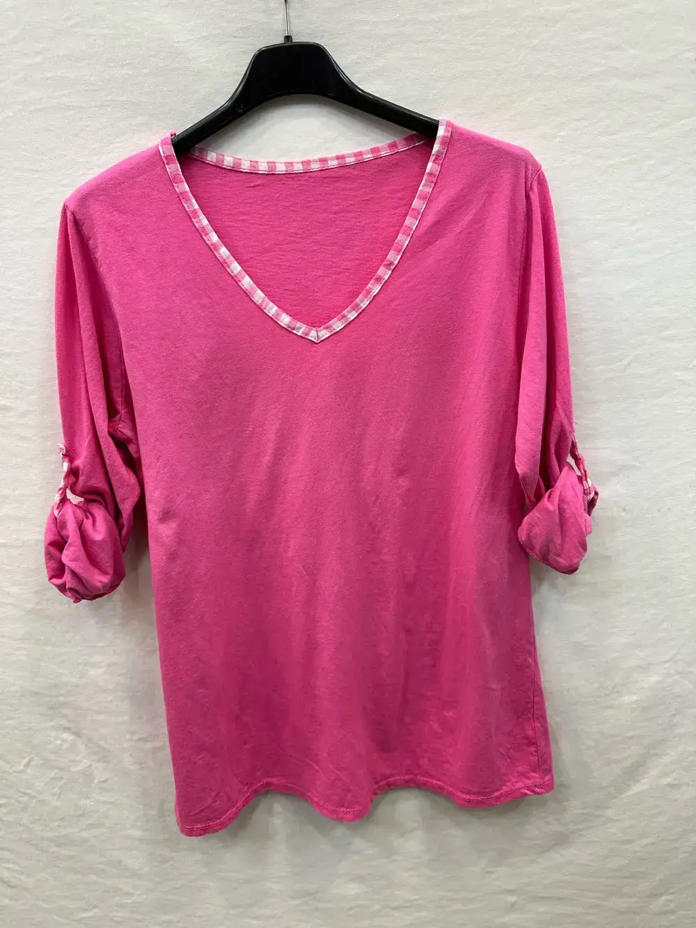 Mimi & Gogo – T-shirt – Mulher por atacado – T-shirt gola vichy @96893_TsColVichy2