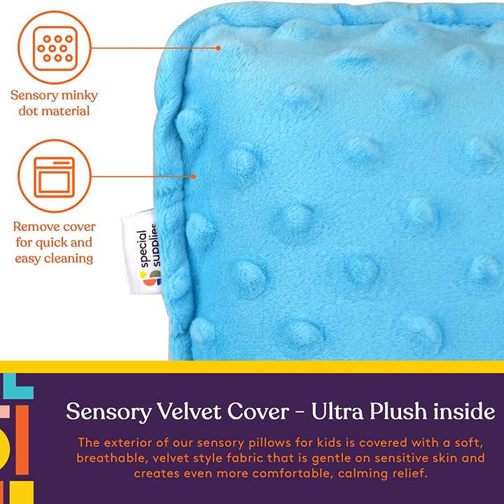 Special Supplies - Wholesale Pillow/Cushion - Kids & Baby - Sensory Vibrating Pillow – Pressure-Activated Calming Support for Kids & Adults, 12” Plush with Textured Bumps, 3 Vibration Modes, Music & Voice Recording (Blue)2