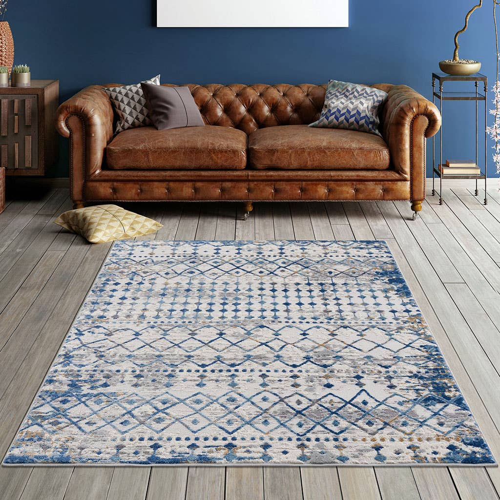 Olliix - Wholesale Area Rug - 4x6/5x7/6x9/8x10/Moroccan Boho Blue Area Rug1