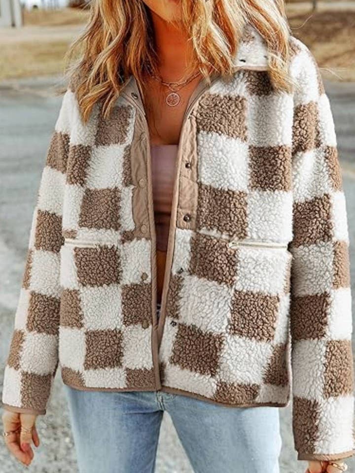 Checkered fleece snap buttoned relaxed jacket and other Purchase Wholesale checkered denim. Free Returns & Net 60 Terms on Faire trending on Faire.