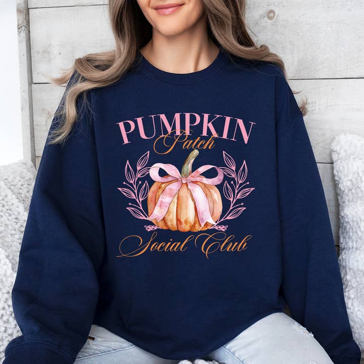 Pumpkin Patch Social Club, Autumn, Fall Sweatshirt for wholesale by Refinery Number One LLC