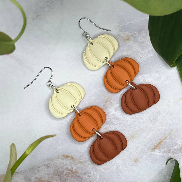Fall Earrings, Pumpkin Earrings Clay, Thanksgiving Earrings, Hypoallergenic for wholesale by The Clay Arches
