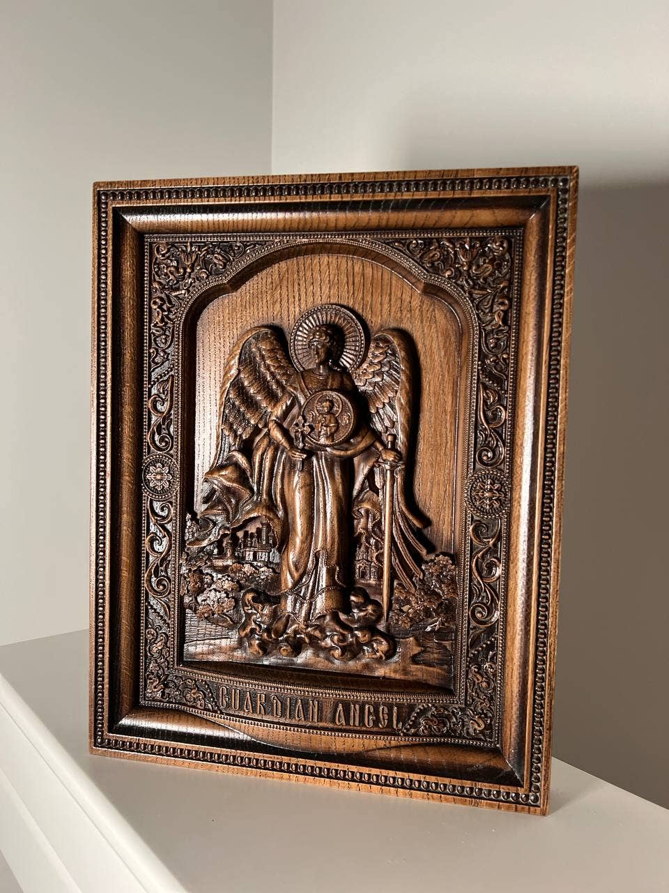 KozakWorkshop – wholesale Wall Accent – Guardian Angel wooden wall handmade decor christian art4