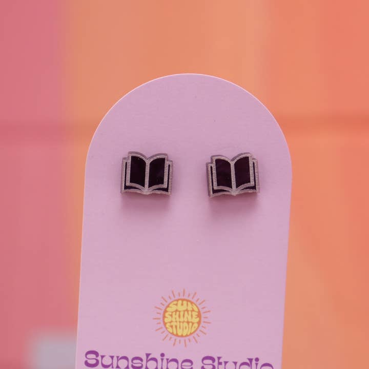 Sunshine Studio - Wholesale Stud/Post Earrings - Open Book Tiny Stud Earrings