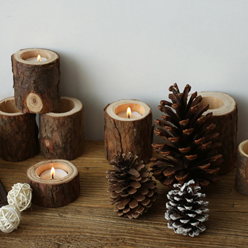 Dark Wood Candle Holders 3-Piece Set for wholesale on Faire1
