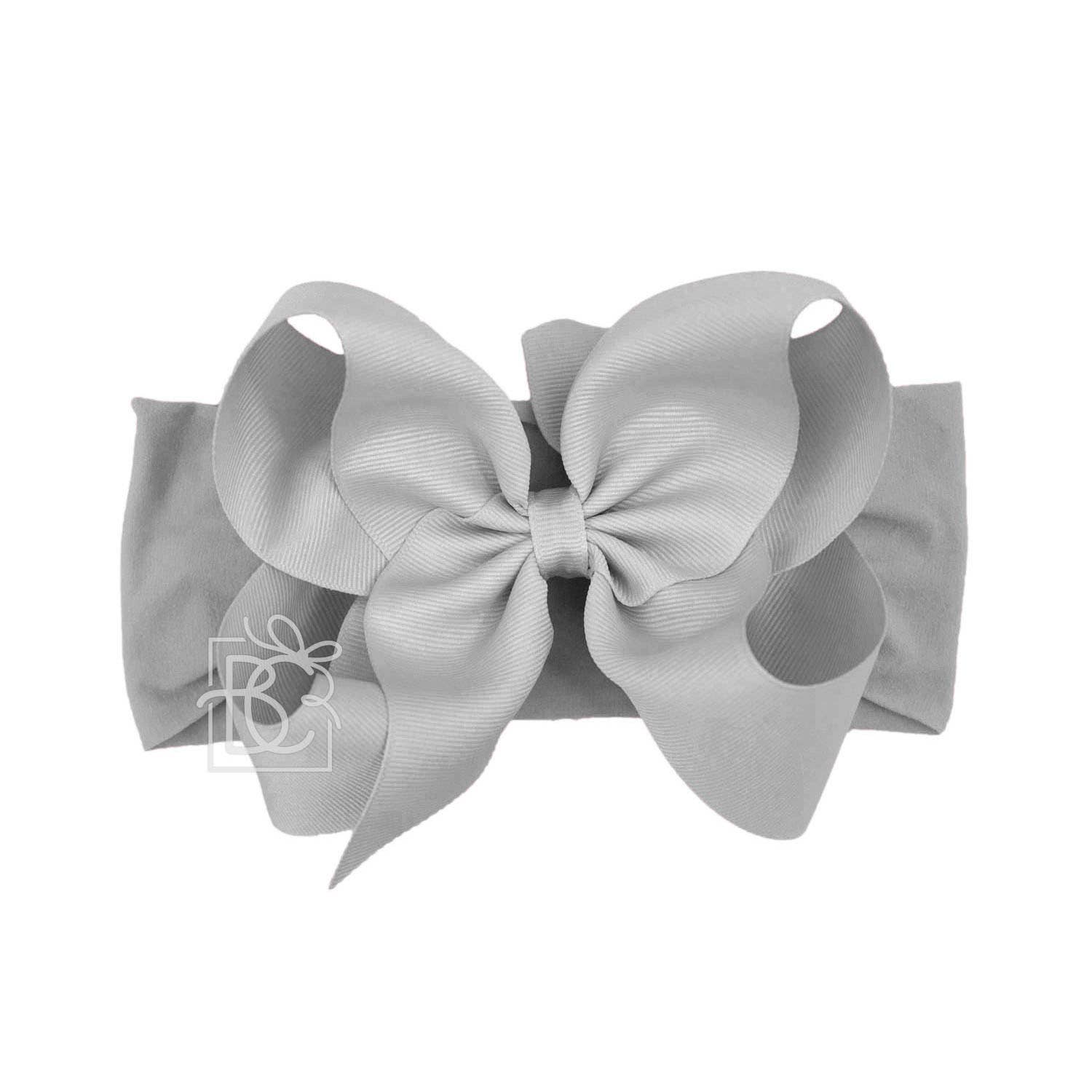 Beyond Creations, LLC - Wholesale Fashion Headband - Kids - WIDE PANTYHOSE HEADBAND W/CLASSIC GROSGRAIN BOW24