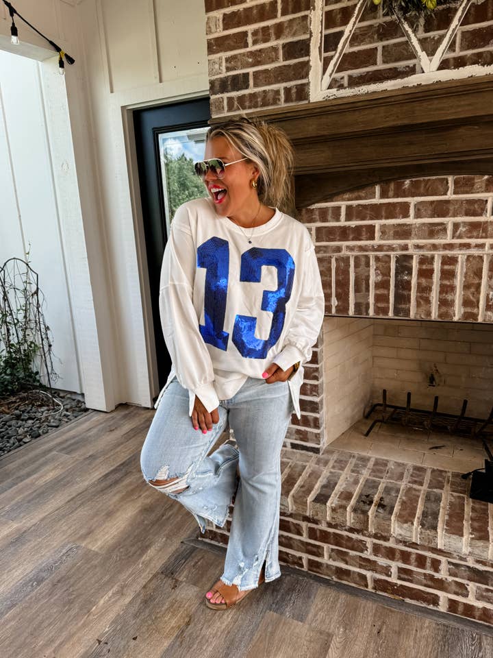 BLAKELEY - Wholesale Graphic Sweatshirt - Women's - LUCKY NUMBER 13 SWEATSHIRT