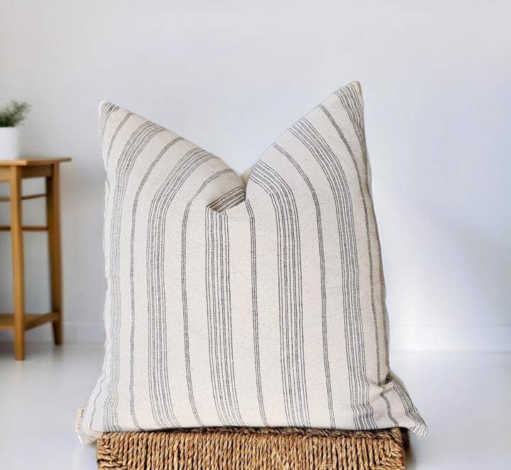 Miliva Home Store – wholesale Throw pillow cover – Striped Linen Throw Pillow, Boho Neutral Cushion, Fall Decor7