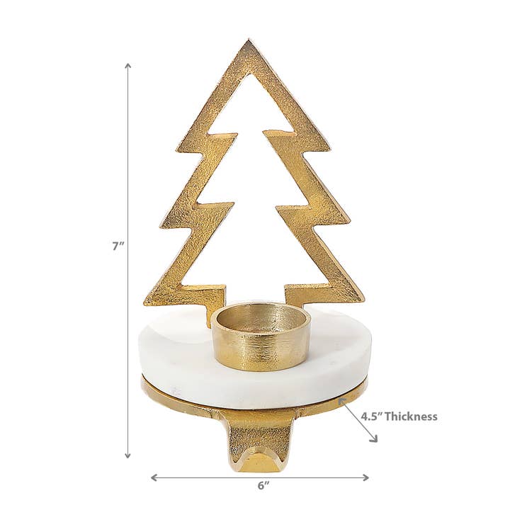 Gold Baum aus Metall und Marmor mit Teelichthalter, goldfarben für den Großhandel auf Faire