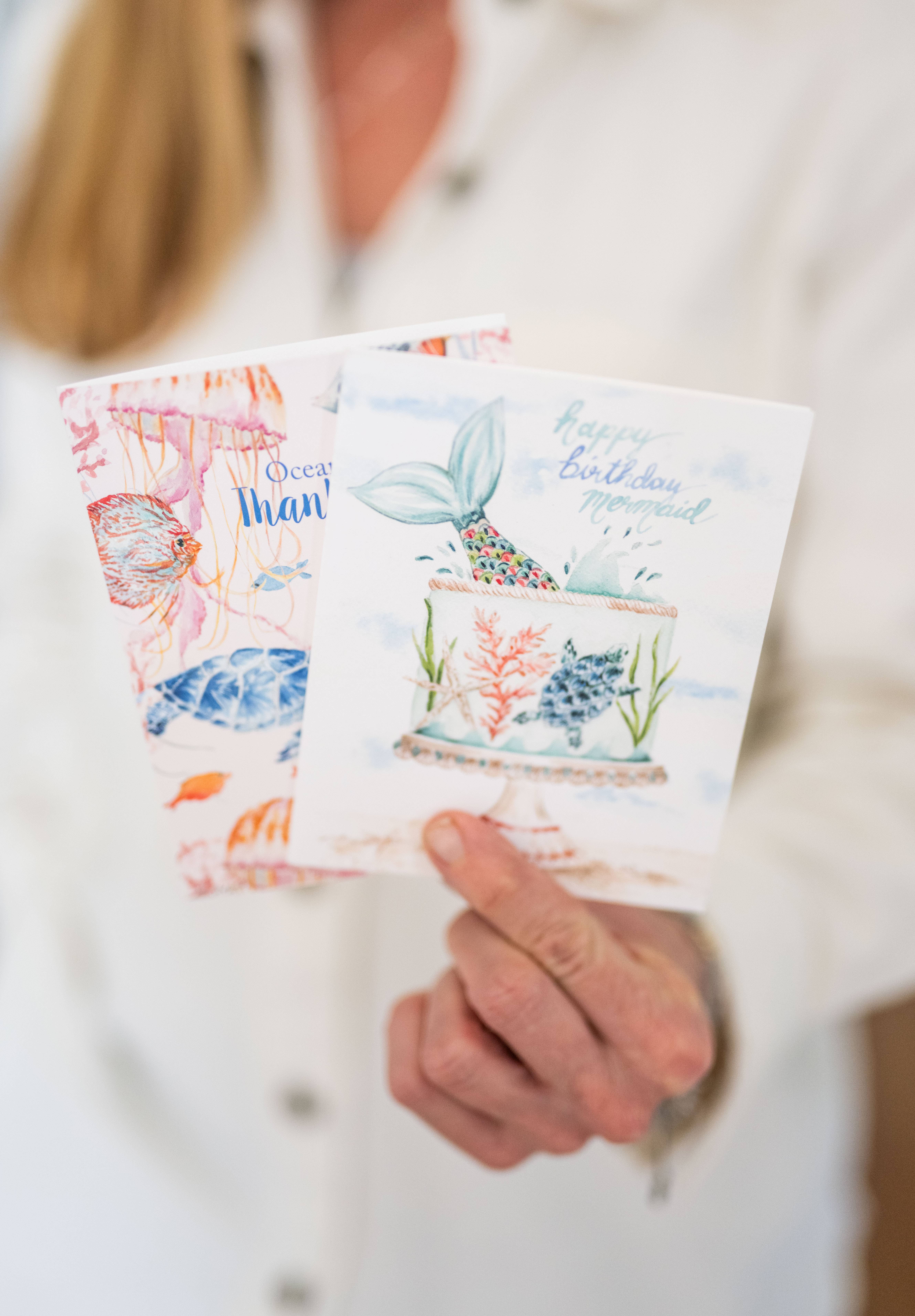 Melissa Hyatt - Wholesale Thank You Card - "Oceans of Thanks" watercolor greeting card0