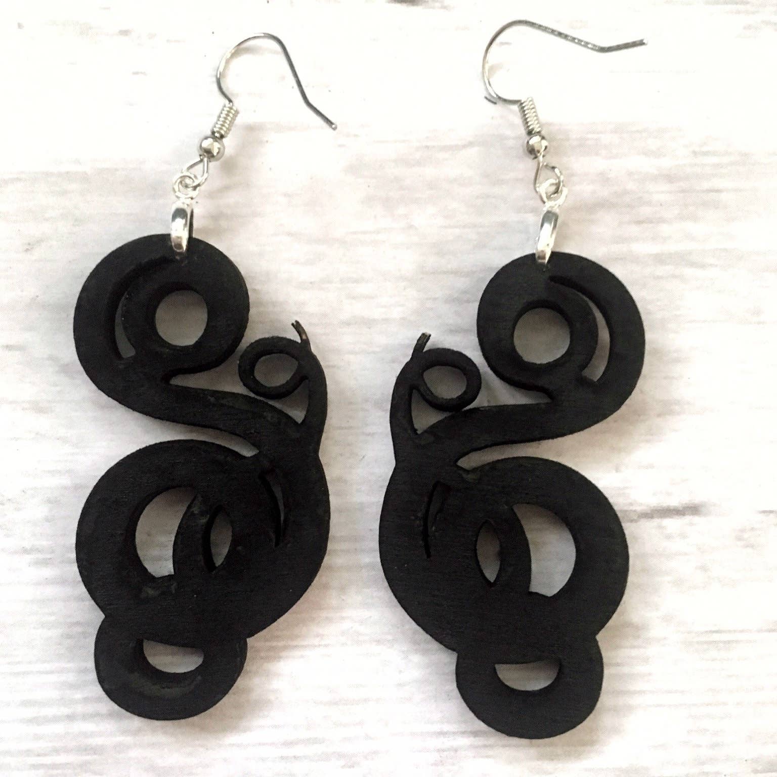 Toad Hill Farm - Wholesale Dangle Earrings - Black Snake Earrings - Halloween / Reptile - Laser Cut Wood5