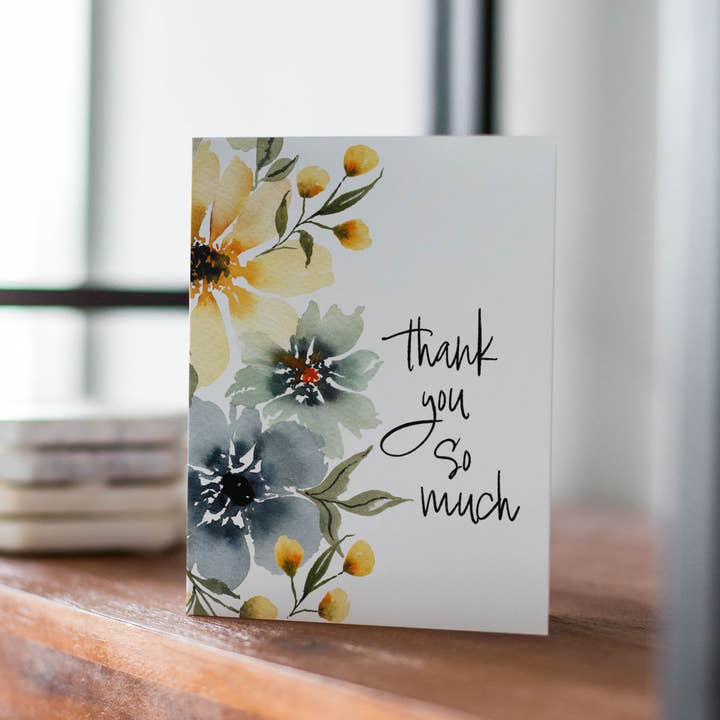Petals by Priya Watercolor Designs - Wholesale Thank You Card - A2 Floral Watercolor Thank You So Much Card with Envelope3