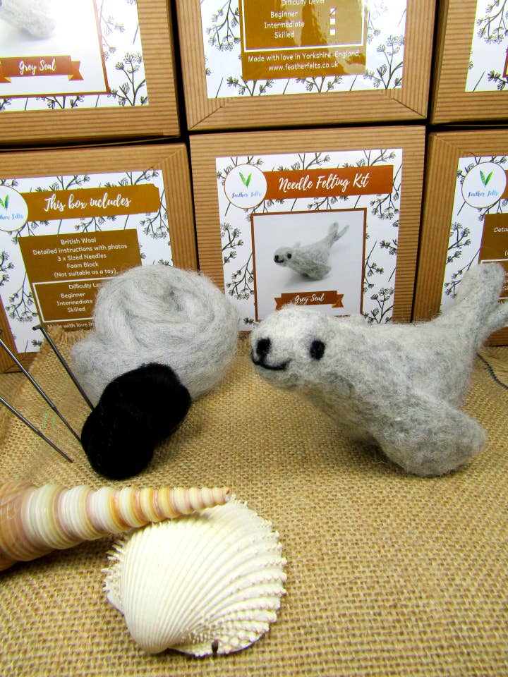 Grey Seal - Needle Felting Kit for wholesale by Feather Felts