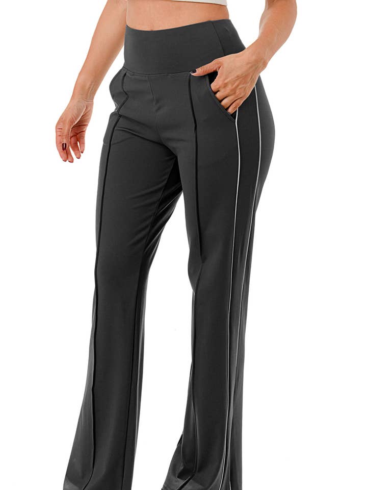 Color 5 - Wholesale Pants - Women's - Double strip side trim flare bottom active wear casual pant