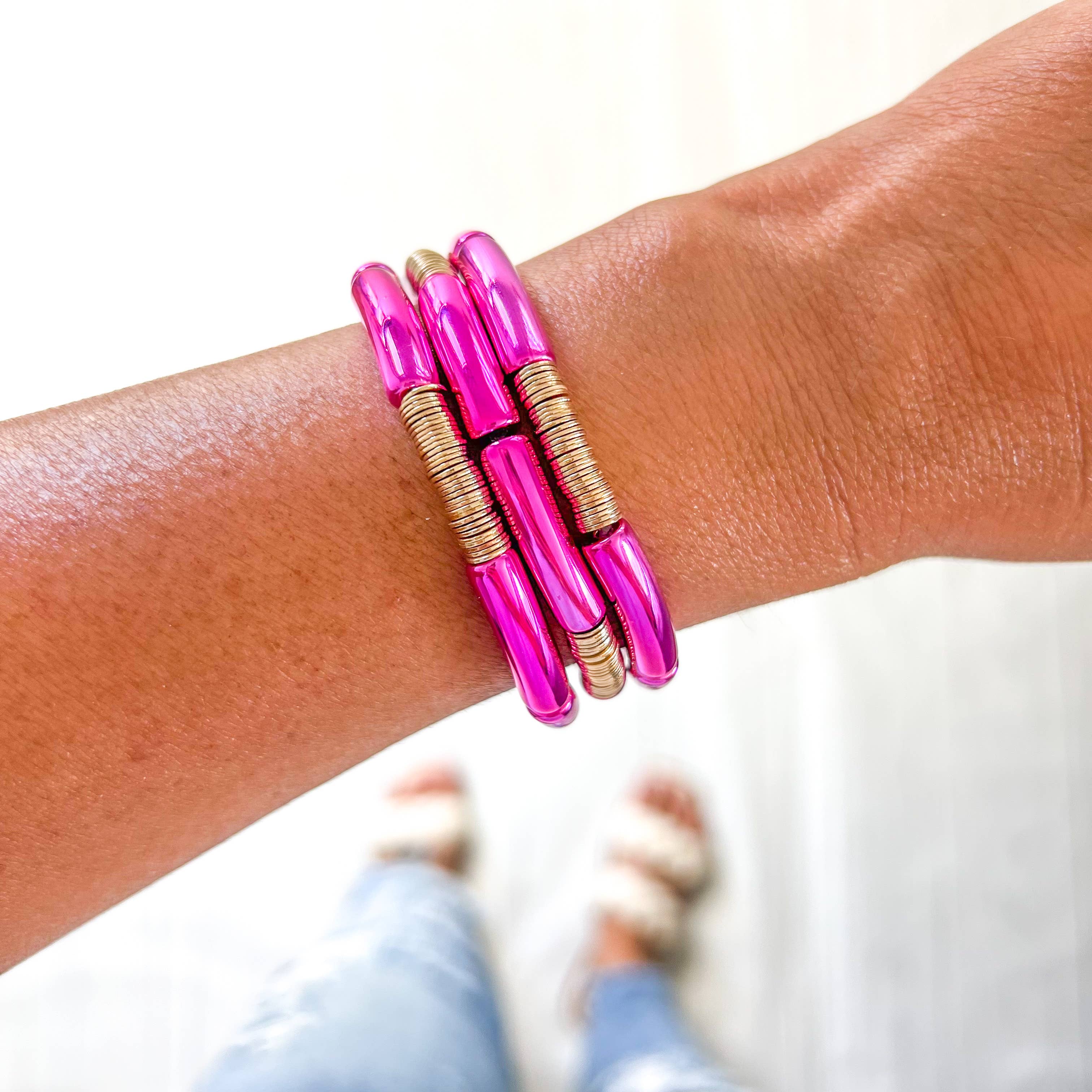 Savvy Bling - Wholesale Beaded Bracelet - Metallic Tube Bracelets113