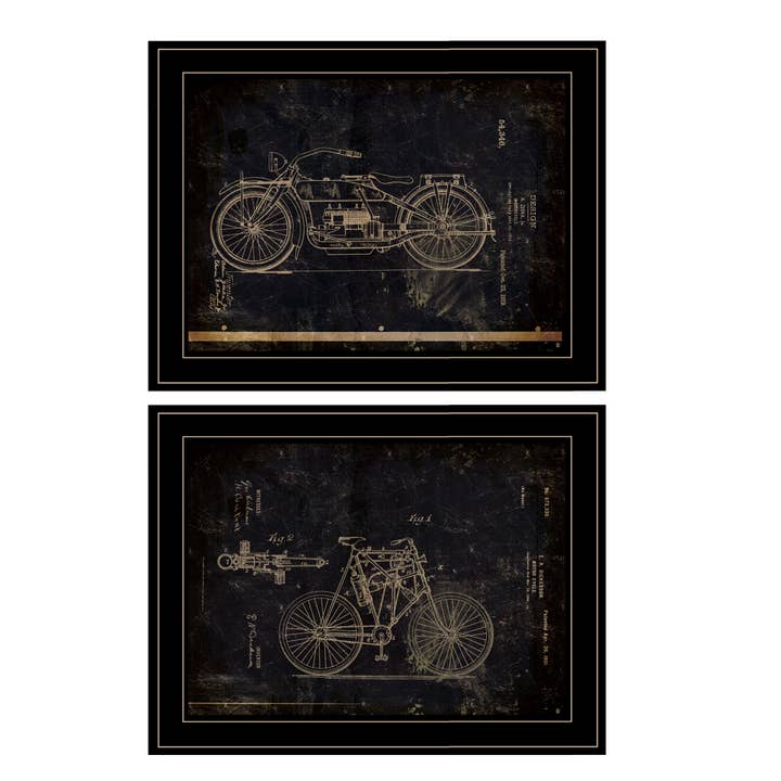 "Motor Bike Patent I & II"" 2-Piece Vignette by Cloverfield for wholesale by Trendy Decor 4U