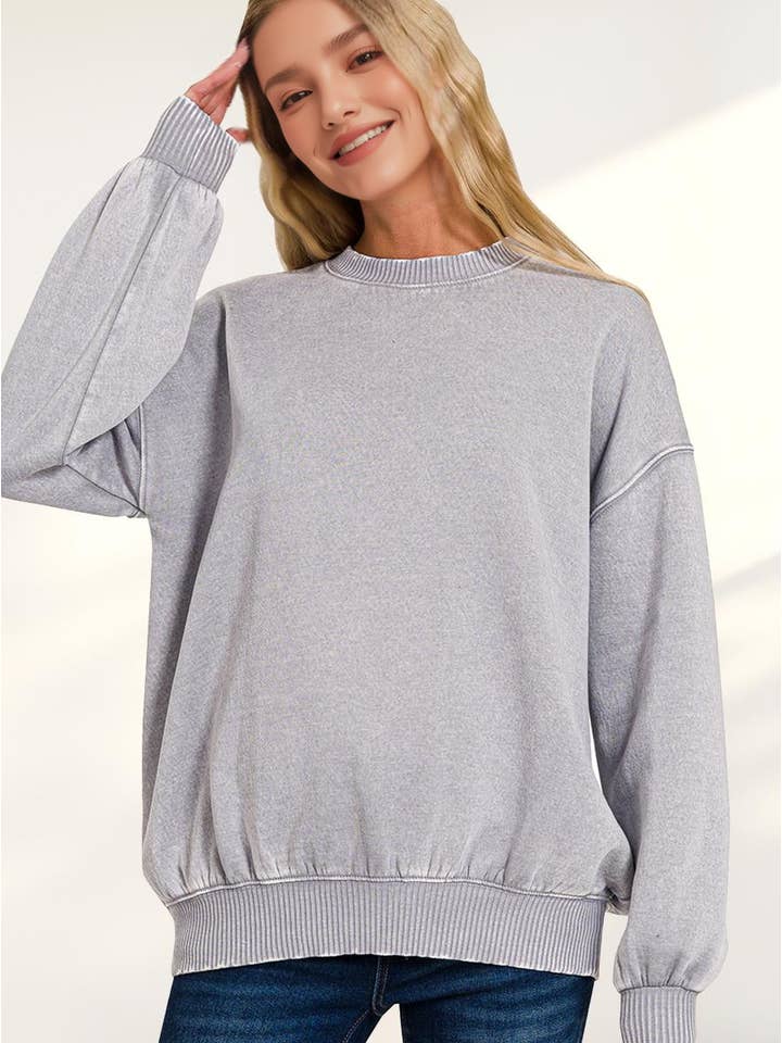 42POPS - Wholesale Sweatshirt - Women's - ',,,..Acid Wash Fleece Oversized Pullover90