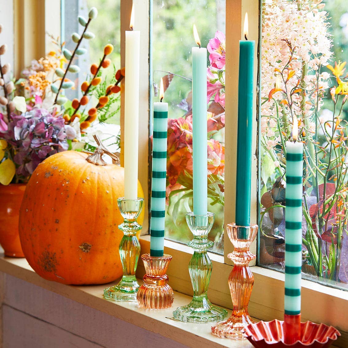 Talking Tables USA - Wholesale Candle Holder - Orange Glass Candle Holder | Everyday Decor |2