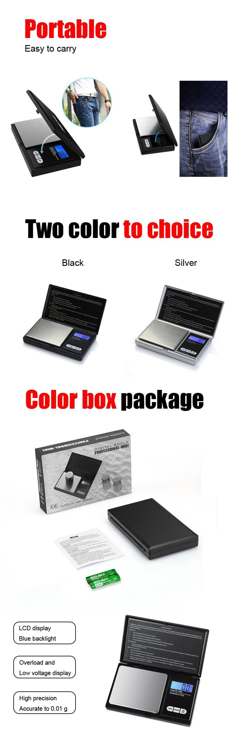 VIGOR - Wholesale Kitchen Tool/Gadget - Digital mini Scale Custom Multipurpose metal small digital stainless steel pocket scale fast delivery scale(10 Pack)4