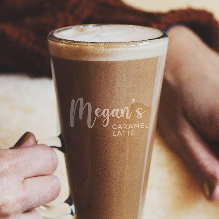 Personalised Latte Glass for wholesale by Becky Broome
