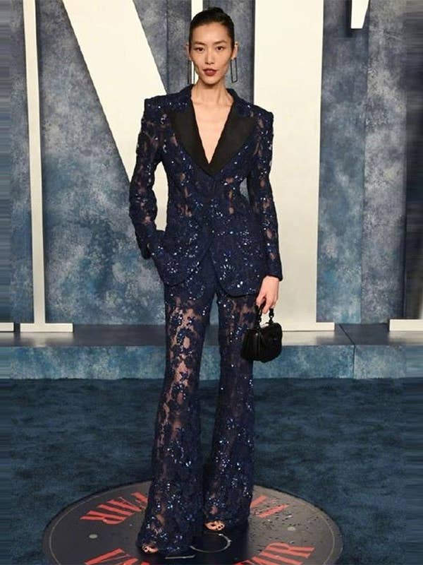 Heavy Industry Pearl & Sequined Lace Jacket & Trousers Suit for wholesale by Fiona Secret Closet