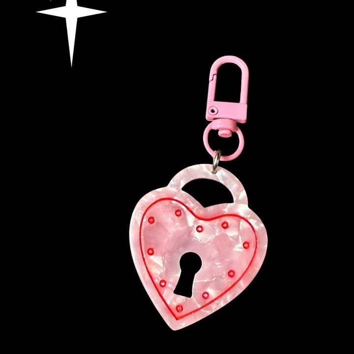 Foolish Fetish - Wholesale Keychain - Women's - All Locked Up Heart Padlock Bag Charm / Keychain