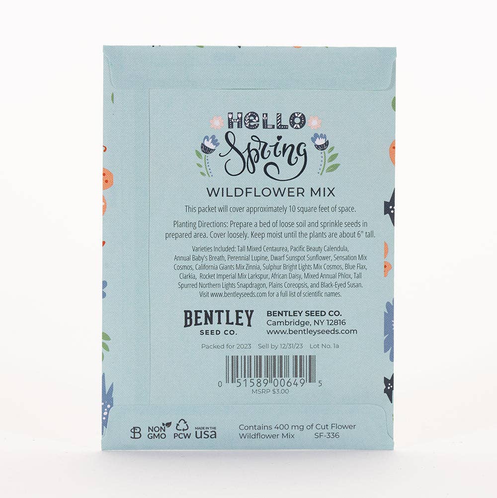 Bentley Seed Co. - Wholesale Plant Seeds - Hello Spring Blue Background - Wildflower Mix Seed Packets4