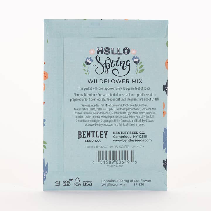 Bentley Seed Co. - Wholesale Plant Seeds - Hello Spring Blue Background - Wildflower Mix Seed Packets4