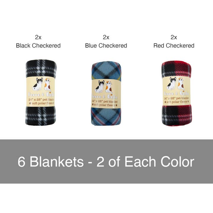Arkwright Home - Wholesale Pet Blanket - Cat/Dog - 6 Pack of Pet Blankets, 24x28, Design Options, Polar Fleece