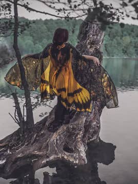 Acherontia moth wings butterfly cape Death's Head Moth cloak for wholesale by Costurero Real