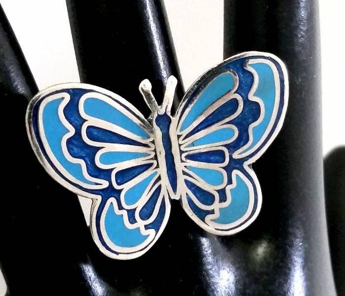 Costello International – wholesale Cocktail/Statement Ring – Eldad emalj Silver tropiska fjäril ringar3