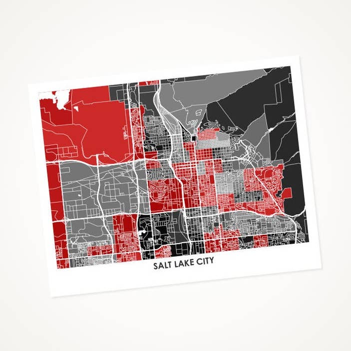 Juanitas Salt Lake City Map Print for wholesale by Juanita's Adventures