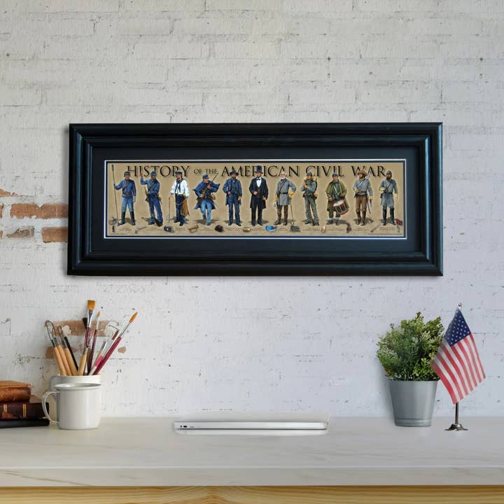 History of the American Civil War - Framed 2" Black Double Matted, Grooved Molding 6" x 24" for wholesale by History America