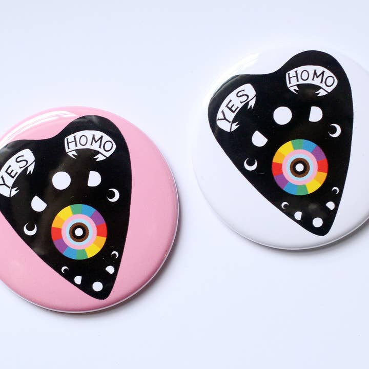 Yes Homo Ouija Planchette Pocket Mirror for wholesale by Midge Blitz