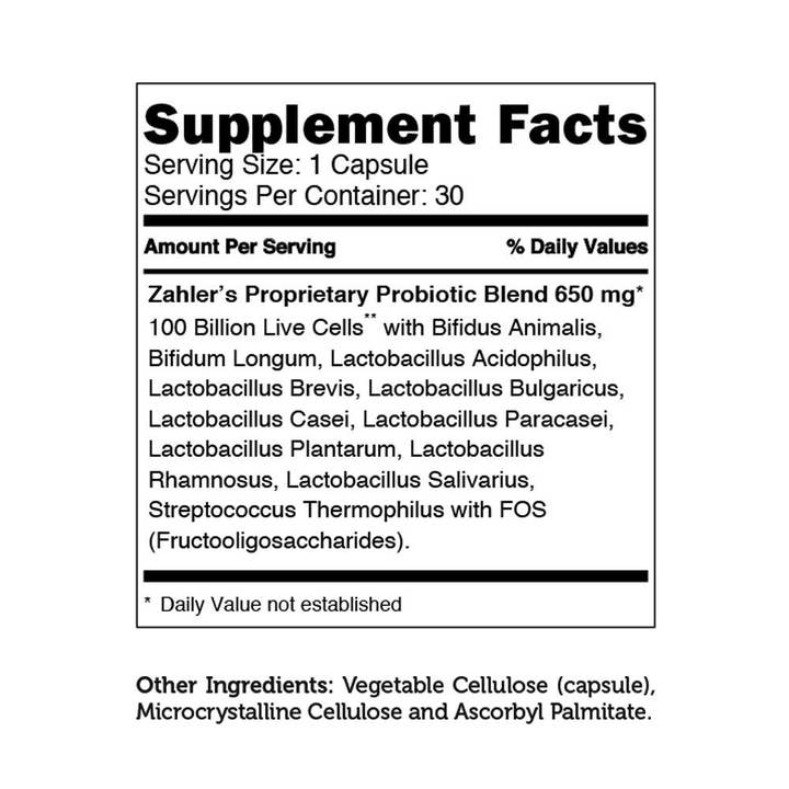 Advanced Nutrition by Zahler - Wholesale Oral Supplement/Vitamin - BioDophilus 100B (30) Capsules